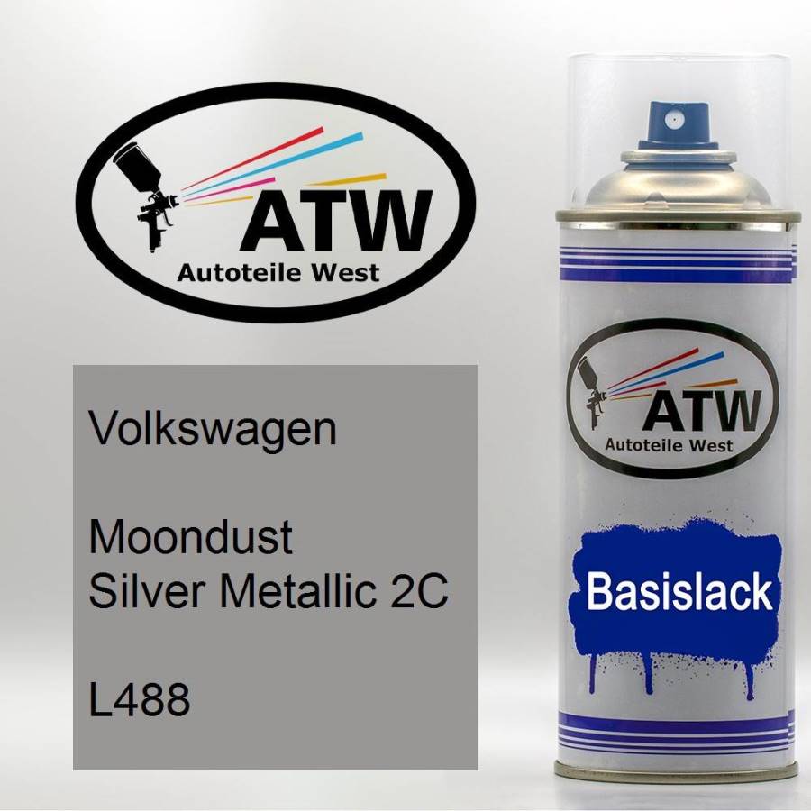 Volkswagen, Moondust Silver Metallic 2C, L488: 400ml Sprühdose, von ATW Autoteile West.